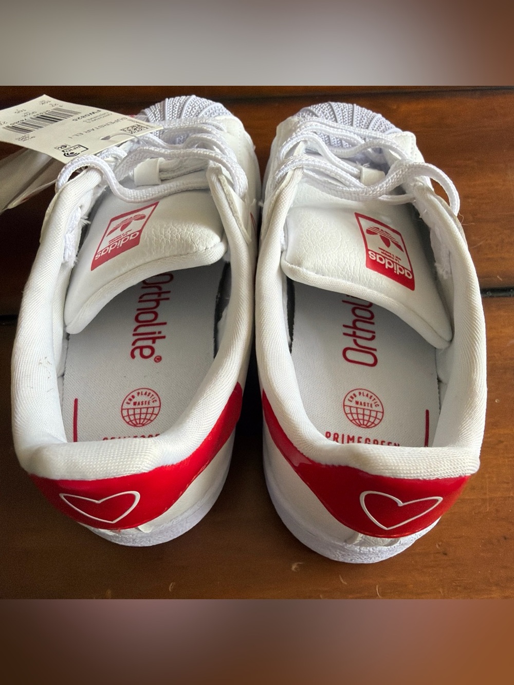 Kids Adidas Originals Superstar J 'Heart' White Scarlet Red Shoes Size 10k